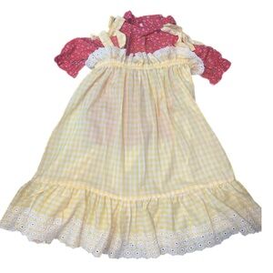 Vintage Yellow Gingham Dress with Floral Paisley Shirt Two Piece Set Shutterbug